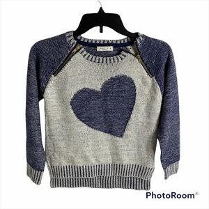 Pinc Premium Heart Print Sweater Zipper Neck Medium Girls Kids
